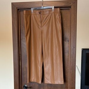 Ann Taylor Faux Leather Pants in Cognac size 18